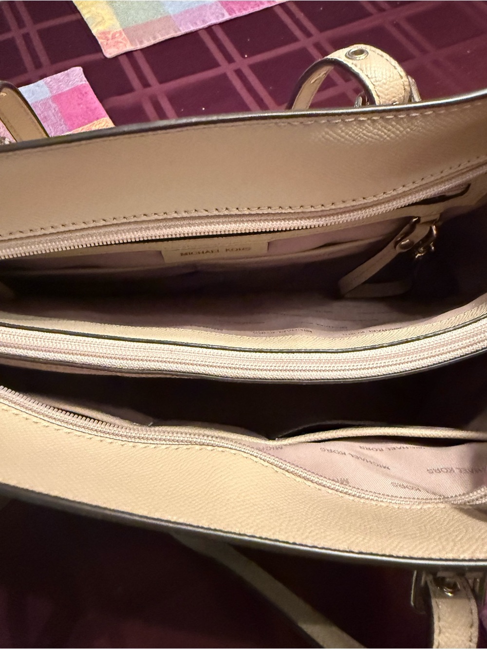 Michael Kors Light Beige Saffiano Leather Shoulder Bag - Picture 4 of 5